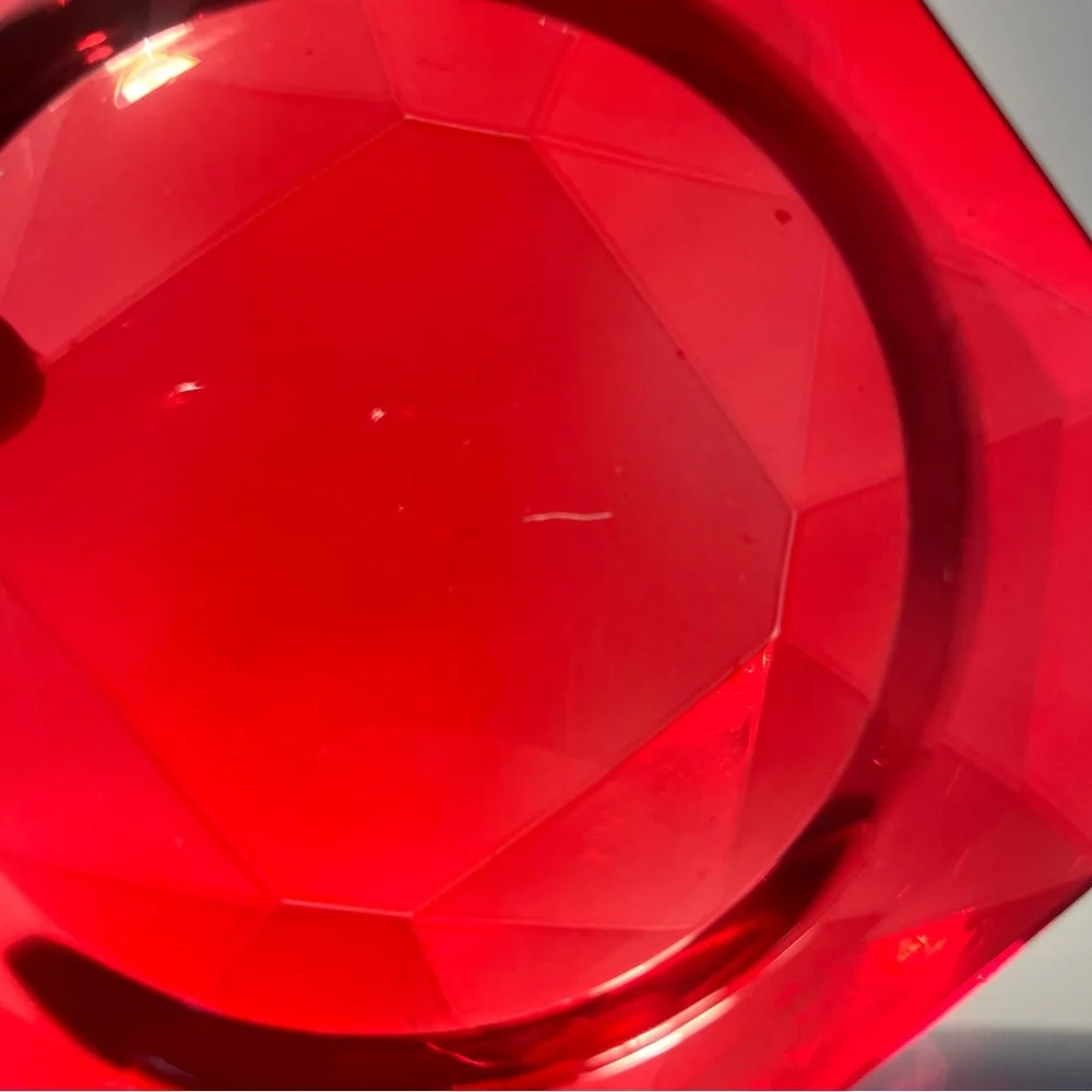 Restoration Hardware Crystal Pillar Candle Holder Diamond Shape Red or Holder